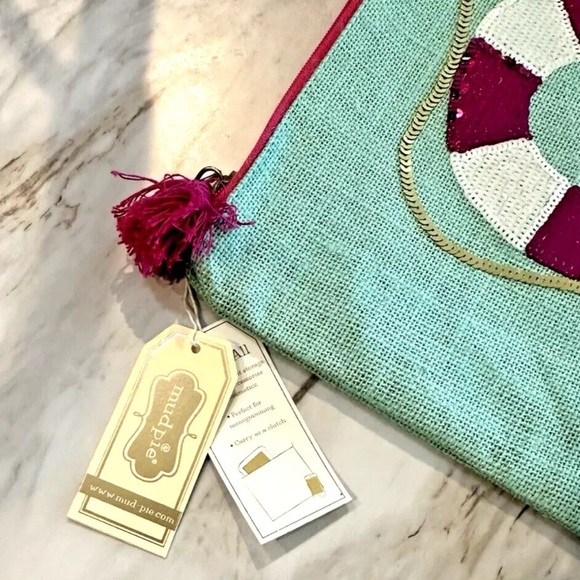 Mud Pie Women’s Fashion Maya Bay Dazzle Jute Carry-All Case (Life Preserver) - Picture 3 of 6